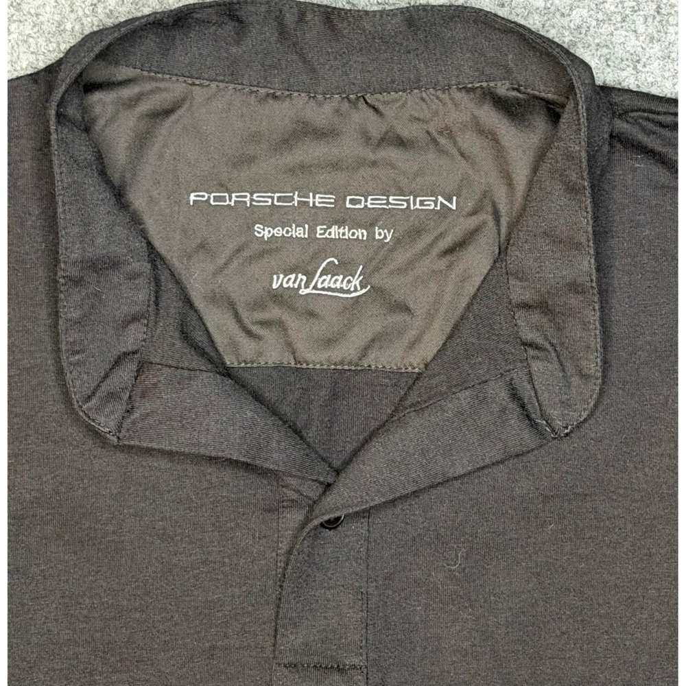 Porsche Design van Laack Special Edition Long Sleeve Henley Shirt Medium Black - Picture 2 of 5
